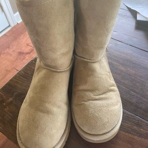 Ugg boots. Size 7 womens.  Sand color shorter boots. Not tall ones,  mid calf.